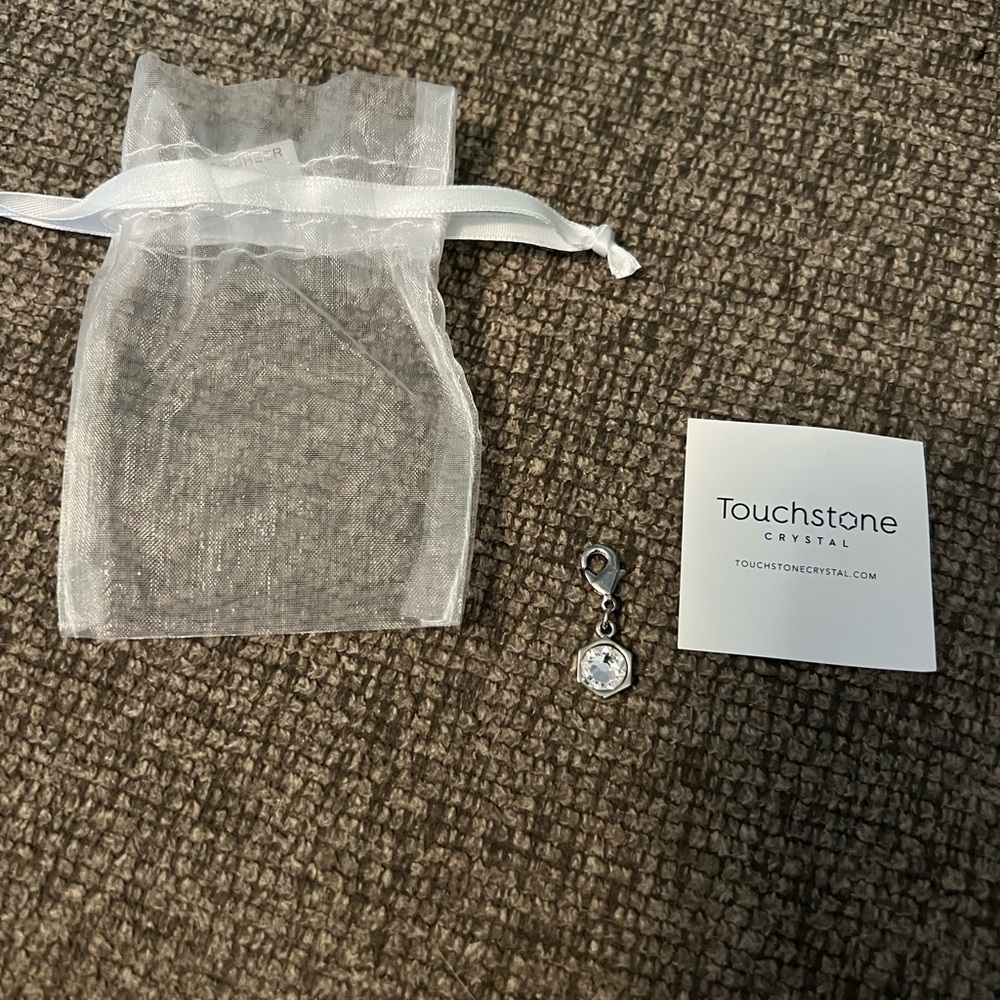 Touchstone Crystal Silver Charm with Clear Gem
